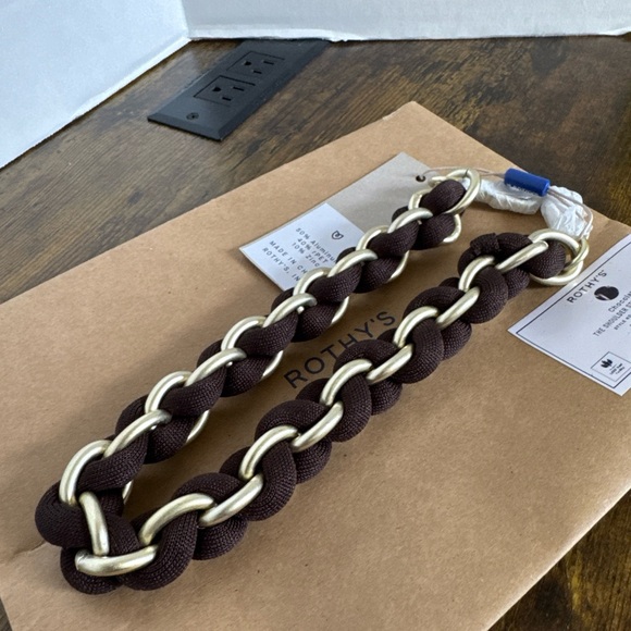 NEW Rothy’s The Shoulder Strap Knit Chain Chocolate 187-003 Gold Hardware - Picture 4 of 7